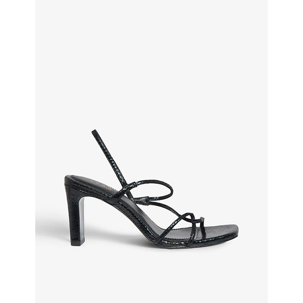  Sandro Faye snakeskin-embossed leather strappy sandals