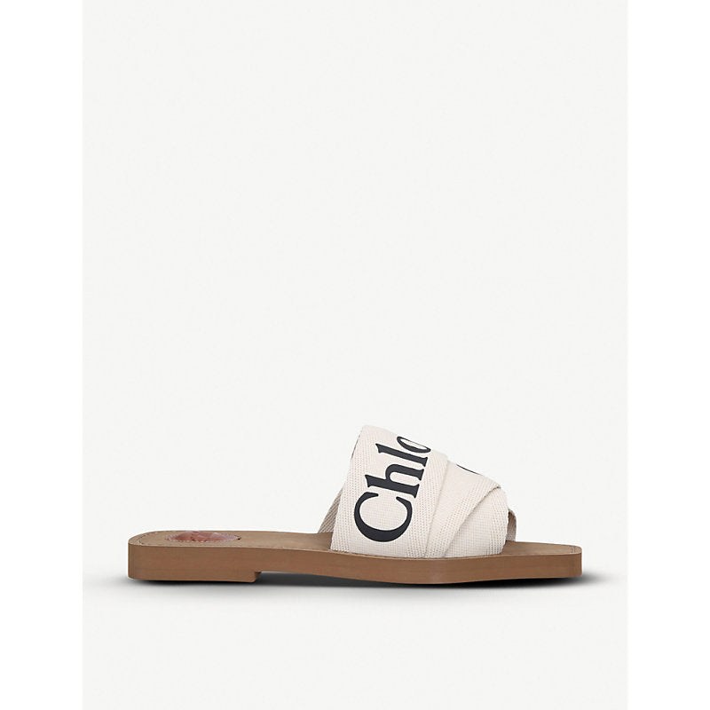 Chloe Woody logo-print canvas sandals | Chloe