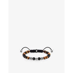  Thomas Sabo Rebel Kingdom Skull sterling silver, obsidian and tiger's eye woven bracelet