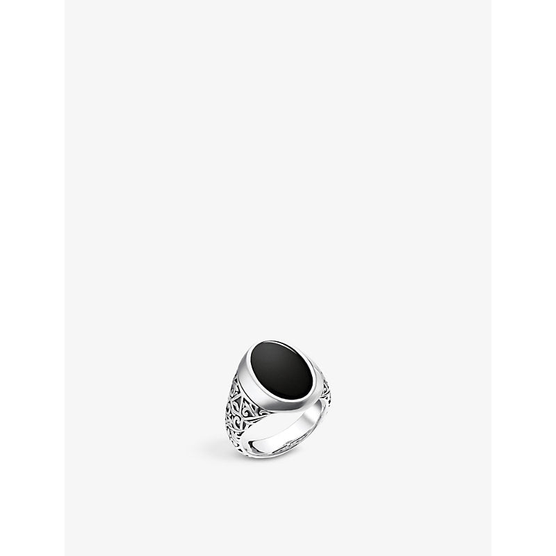 Thomas Sabo Oval sterling-silver and onyx signet ring