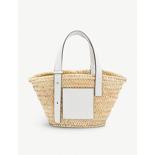  Loewe Basket raffia and leather tote bag