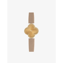 Van Cleef & Arpels Sweet Alhambra yellow-gold and leather watch