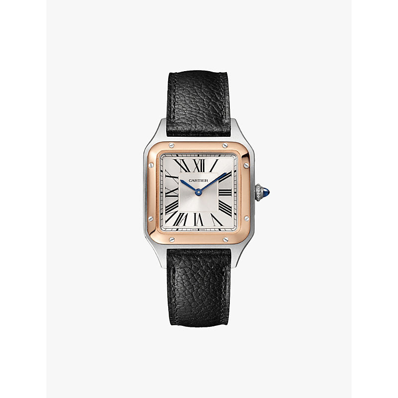 CRW2SA0019 Santos-Dumont Cartier large model 18ct rose-gold, stainless steel and leather high-autonomy quartz watch