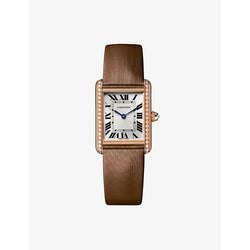 CRWJTA0034 Tank Louis Cartier 18ct rose-gold, diamond and leather mechanical watch