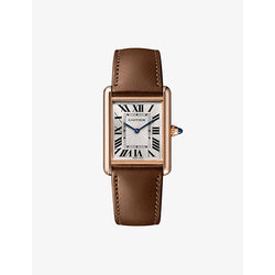 CRWGTA0062 Tank Louis Cartier 18ct rose-gold and leather mechanical watch