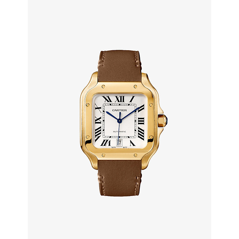 CRWGSA0042 Santos Cartier Large Model 18ct yellow-gold and leather watch