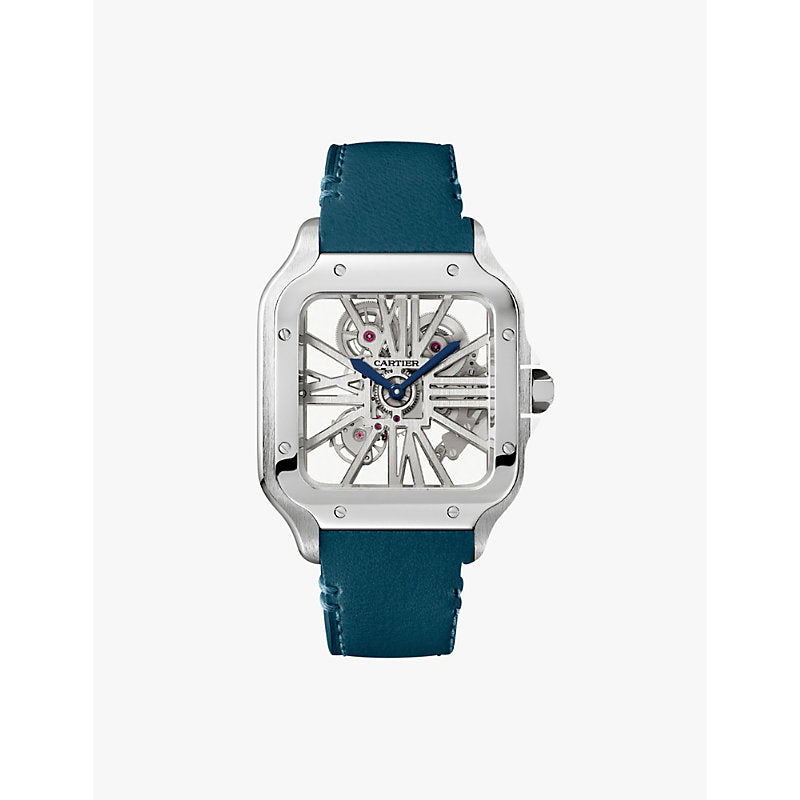 CRWHSA0021 Santos de Cartier Skeleton leather and stainless-steel watch