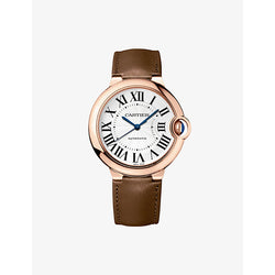 CRWGBB0040 Ballon Bleu de Cartier 18ct rose-gold, 0.09ct brilliant-cut diamond, 0.40ct sapphire and leather mechanical watch