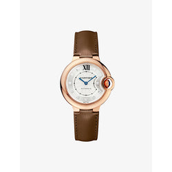 CRWGBB0038 Ballon Bleu de Cartier 18ct rose-gold, 11 brilliant-cut diamonds, cabochon sapphire and leather mechanical watch