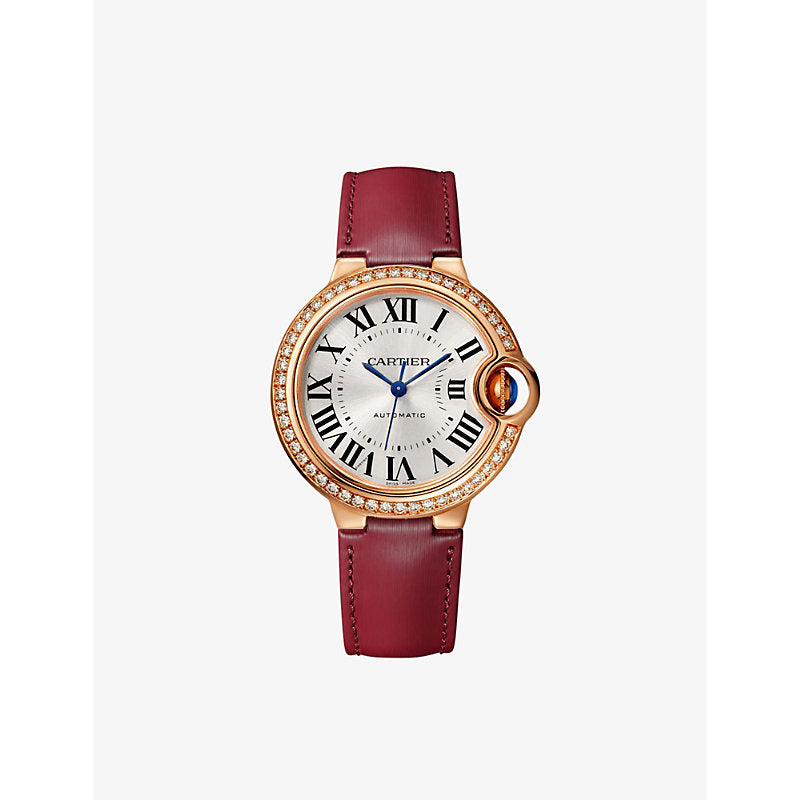 Cartier CRWJBB0055 Ballon Bleu 18ct rose-gold, 0.68ct brilliant-cut diamond and leather watch