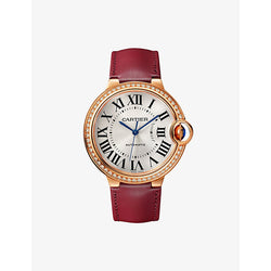 CRWJBB0060 Ballon Bleu de Cartier 18ct rose-gold, 0.78ct brilliant-cut diamond and leather self-winding mechanical watch