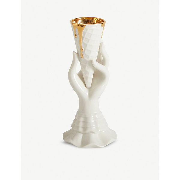 Jonathan Adler Gilded Muse I-Scream porcelain vase 17.8cm