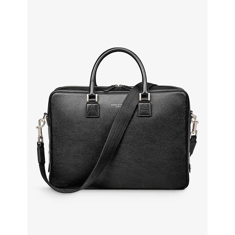  Aspinal Of London Mount Street logo-embellished leather laptop bag