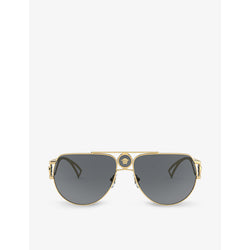 Versace VE2225 aviator-frame glass and metal sunglasses | LYBSTORE