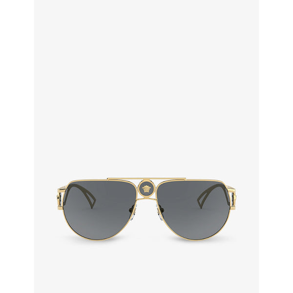  Versace VE2225 aviator-frame glass and metal sunglasses