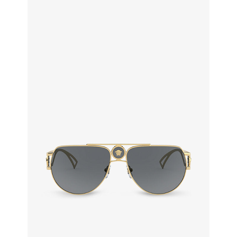 Versace VE2225 aviator-frame glass and metal sunglasses | LYBSTORE