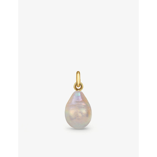 Monica Vinader Fiji Bud mini 18ct gold-plated sterling silver and baroque pearl pendant