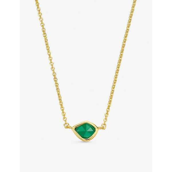 Monica Vinader Siren Mini Nugget 18ct gold-plated sterling silver and green onyx necklace