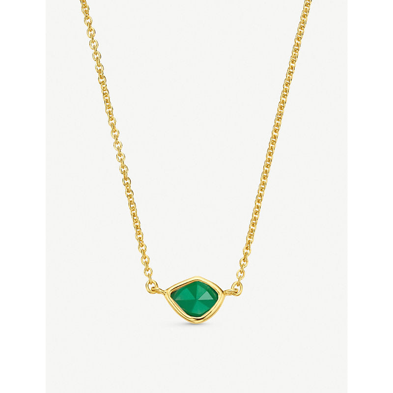 Monica Vinader Siren Mini Nugget 18ct gold-plated sterling silver and green onyx necklace