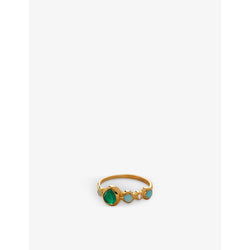 Monica Vinader Siren Tonal 18ct gold-plated sterling silver, rock crystal, chrysoprase, green onyx and amazonite ring