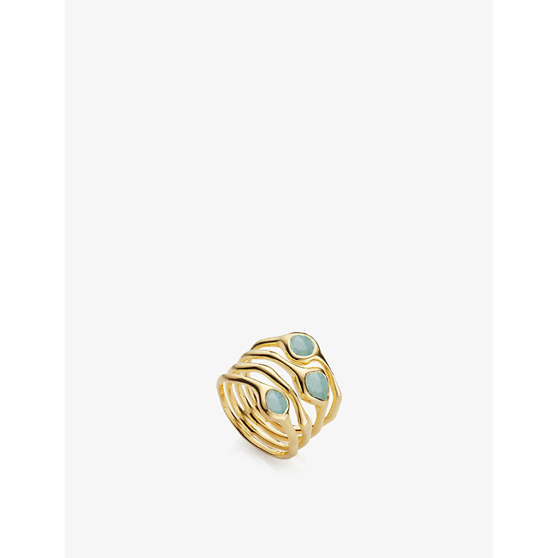 Monica Vinader Siren Cluster 18ct gold-plated vermeil and amazonite cocktail ring