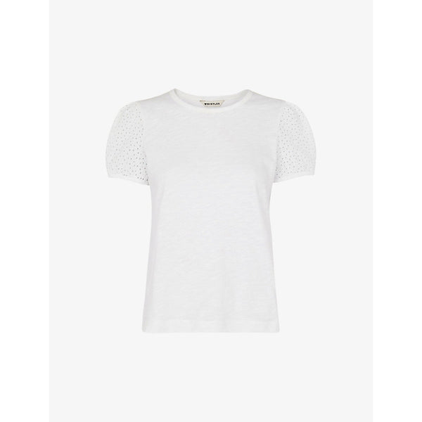 Whistles Broderie Anglaise-embellished cotton T-shirt