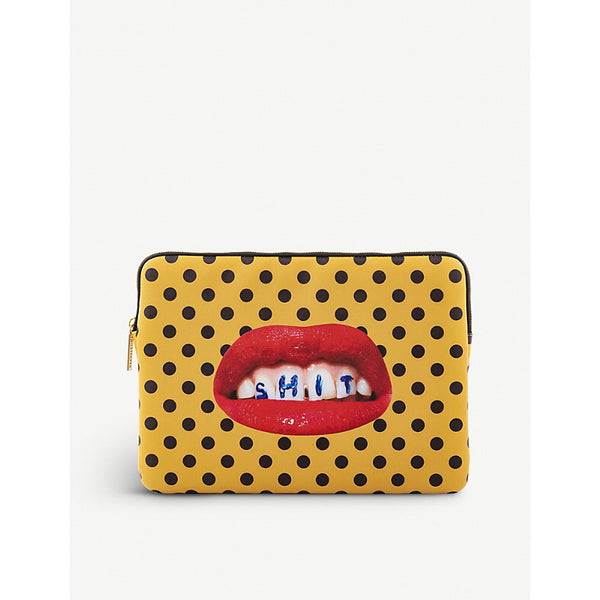 Seletti wears TOILERPAPER mouth-print 13” canvas laptop case 34cm x 25cm