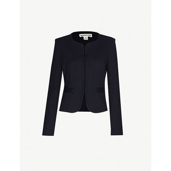 Whistles Collarless slim cotton jacket