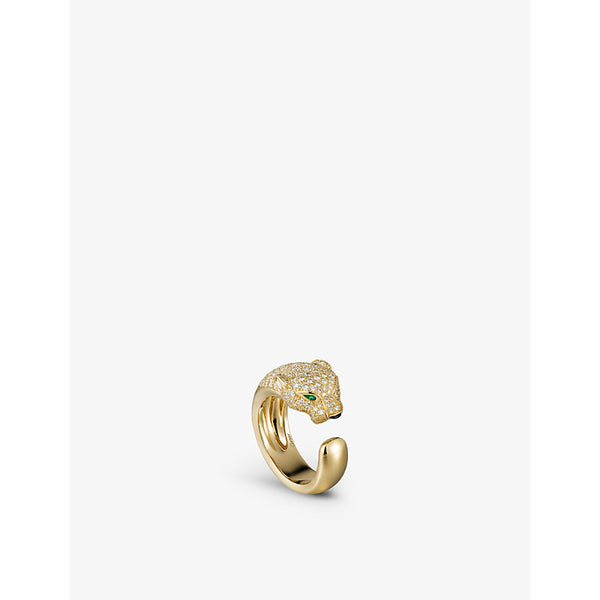 Panthère de Cartier 18ct yellow-gold, 1.15ct brilliant-cut diamond, 0.04ct pear-cut emerald and 0.02ct truffle-cut onyx ring