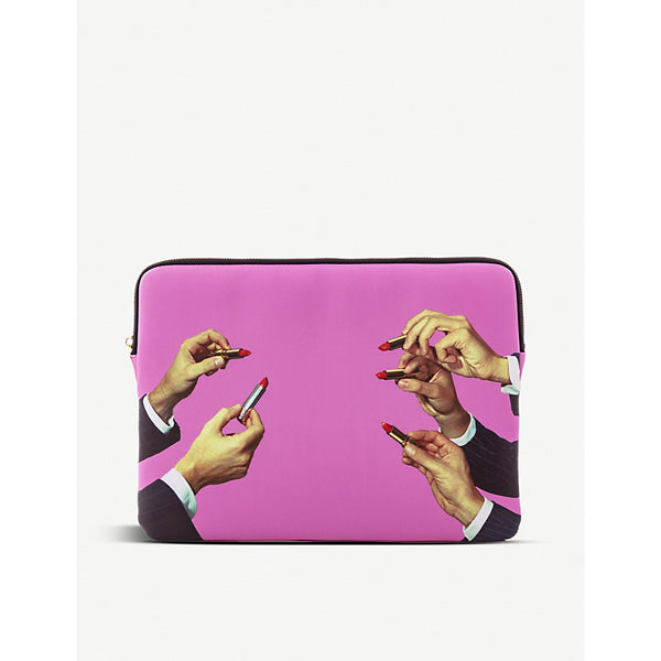 Seletti wears TOILERPAPER lipstick-print 13” canvas laptop case 34cm x 25cm