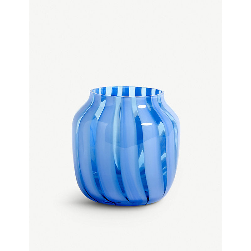 Hay Juice Wide striped glass vase 22cm