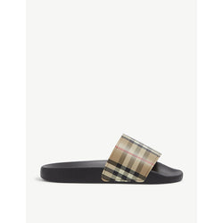 Womens Burberry Furley check-print rubber sliders