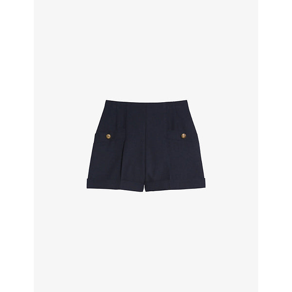  Sandro High-waisted wool-blend shorts