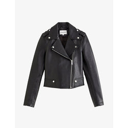  Claudie Pierlot Biker-collar leather jacket