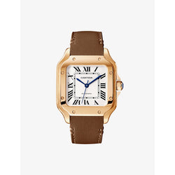 CRWGSA0038 Santos de Cartier 18ct rose-gold, sapphire and leather automatic watch