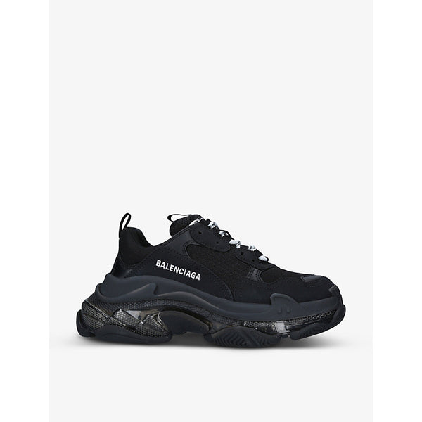 Balenciaga Triple S leather and mesh mid-top trainers