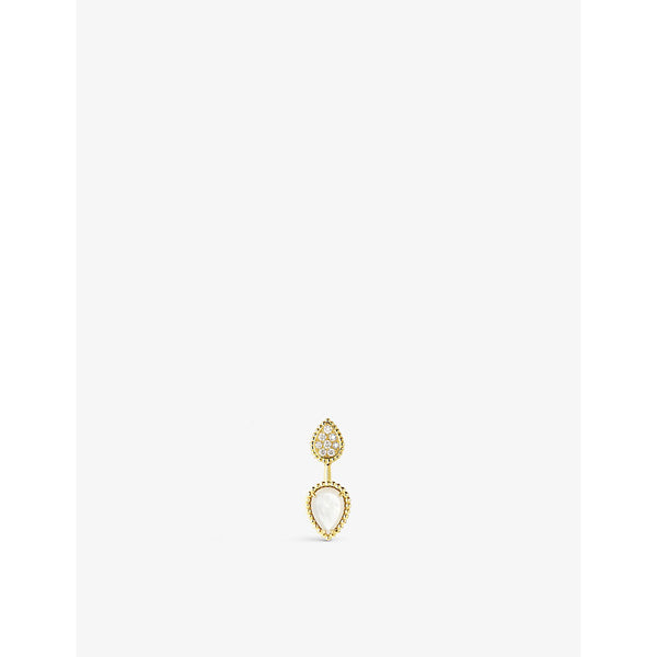 Boucheron Serpent Boh&egrave;me 18ct yellow-gold, 0.16ct diamond and mother-of-pearl single earring