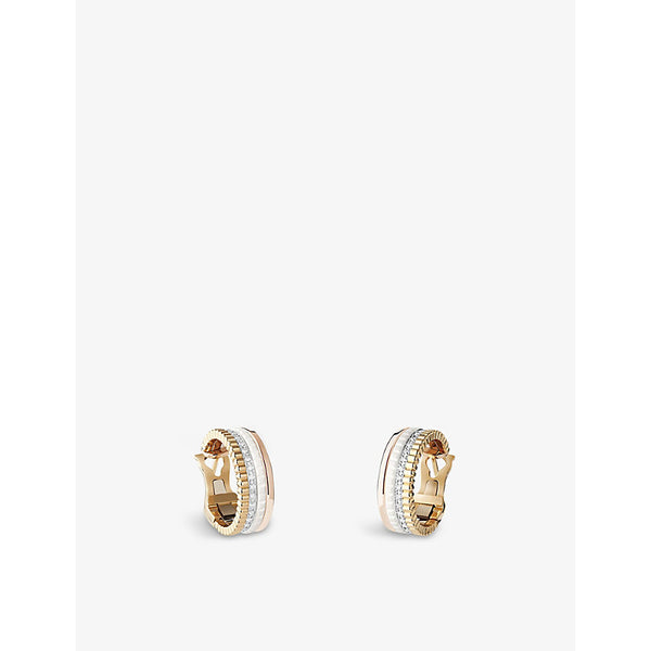 Boucheron Quatre White Edition 18ct white-gold, rose-gold, yellow-gold, ceramic and 0.36ct diamond hoop earrings