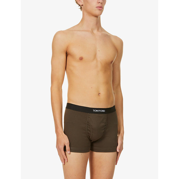  Tom Ford Branded-waistband fitted stretch-cotton trunks