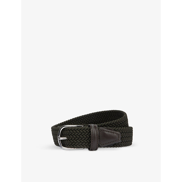 Andersons Woven stretch-elastic and leather belt