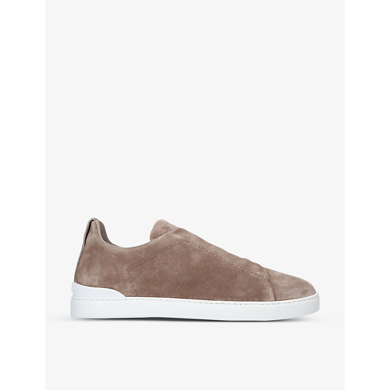  Zegna Tripe Stitch suede trainers