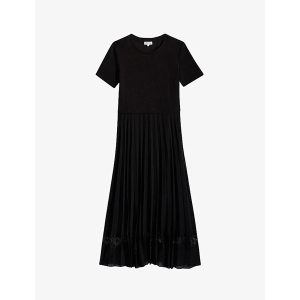 Claudie Pierlot Telie pleated cotton midi dress | CLAUDIE PIERLOT