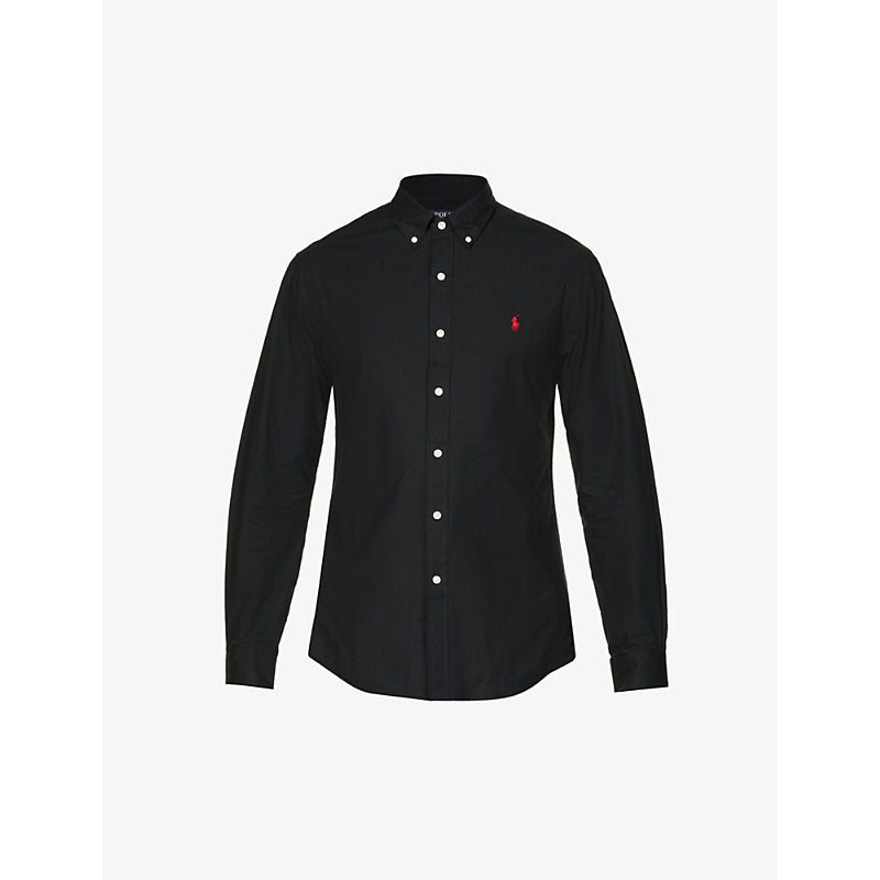 Mens Polo Ralph Lauren Long-sleeved logo-embroidered slim-fit stretch cotton-poplin shirt