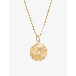 Rachel Jackson Zodiac Coin Aquarius short 22ct gold-plated sterling silver necklace