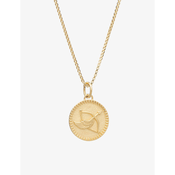 Rachel Jackson Zodiac Coin Sagittarius short 22ct gold-plated sterling silver necklace