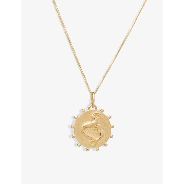 Rachel Jackson Zodiac Coin Capricorn short 22ct gold-plated sterling silver necklace