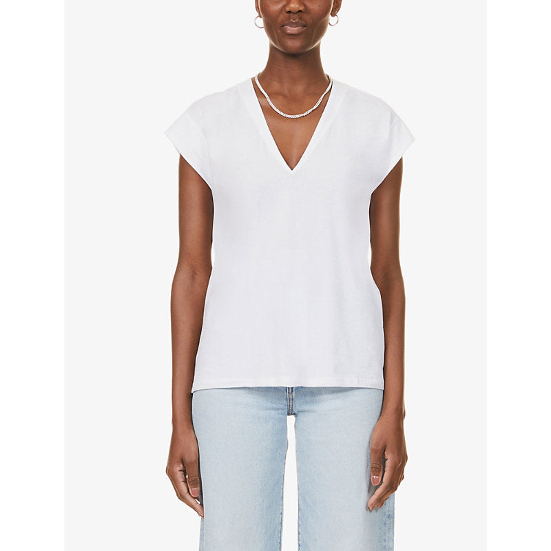  Frame Le Mid Rise V-neck organic cotton T-shirt