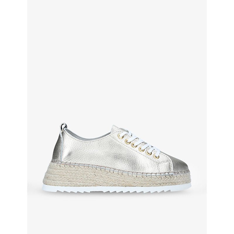 Carvela Comfort Chase metallic espadrille flatform leather trainers | Carvela Comfort