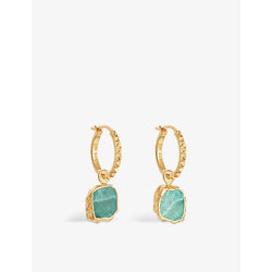 Missoma Pyramid mini 18ct yellow gold-plated vermeil and amazonite charm hoop earrings | MISSOMA