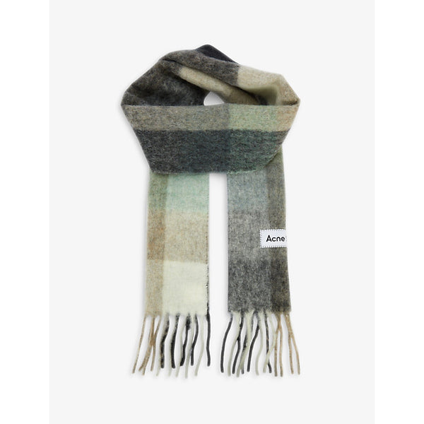 Acne Studios Vally checked wool-blend scarf